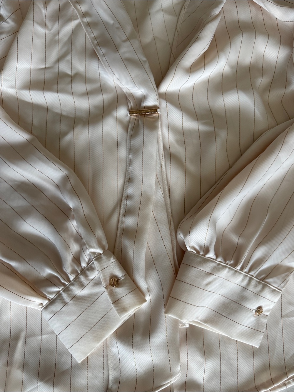 Zara Cream Satin Pinstripe Blouse - Picture 5 of 8